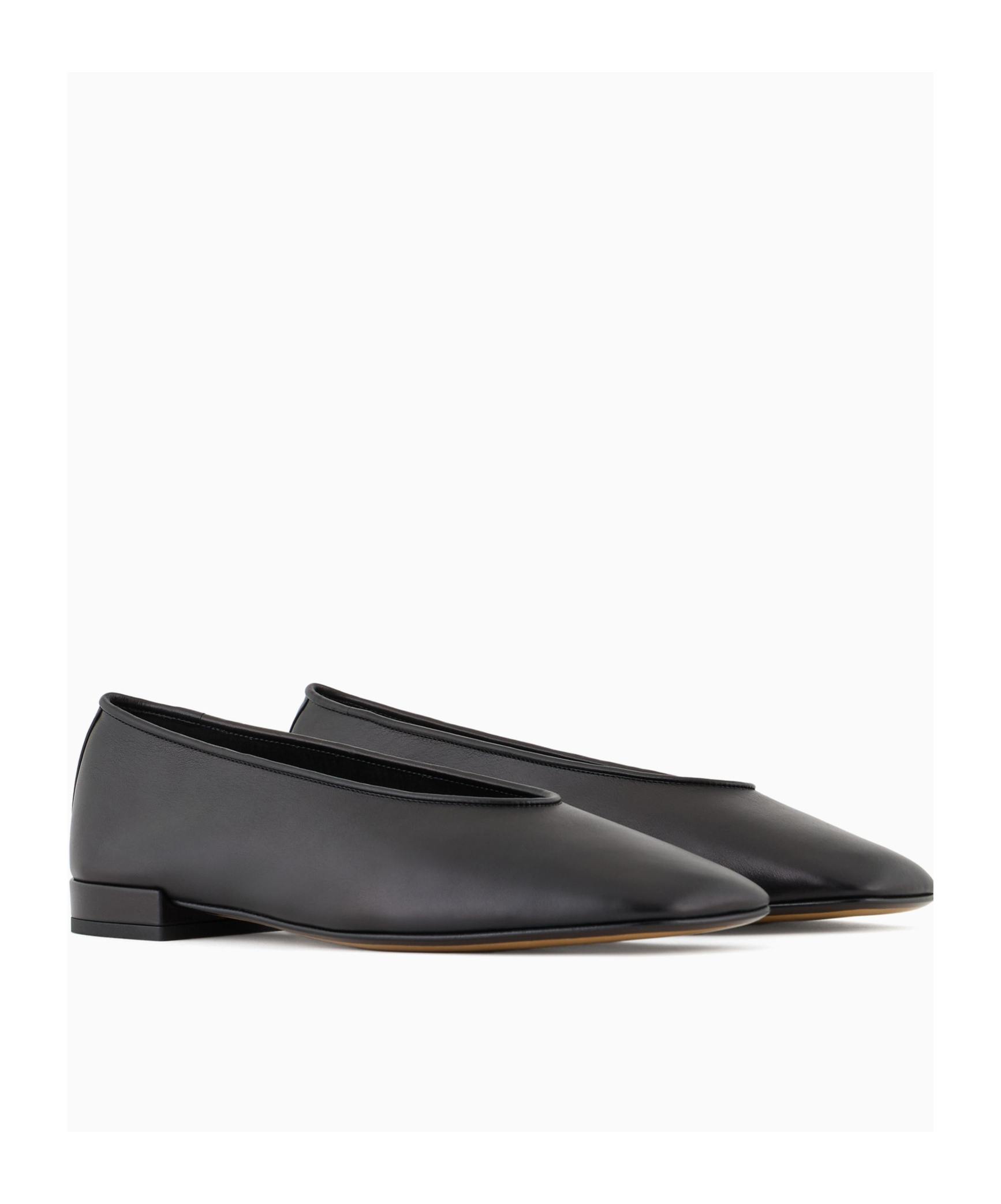 Shop Giorgio Armani Square Toe Ballet Flats In Black
