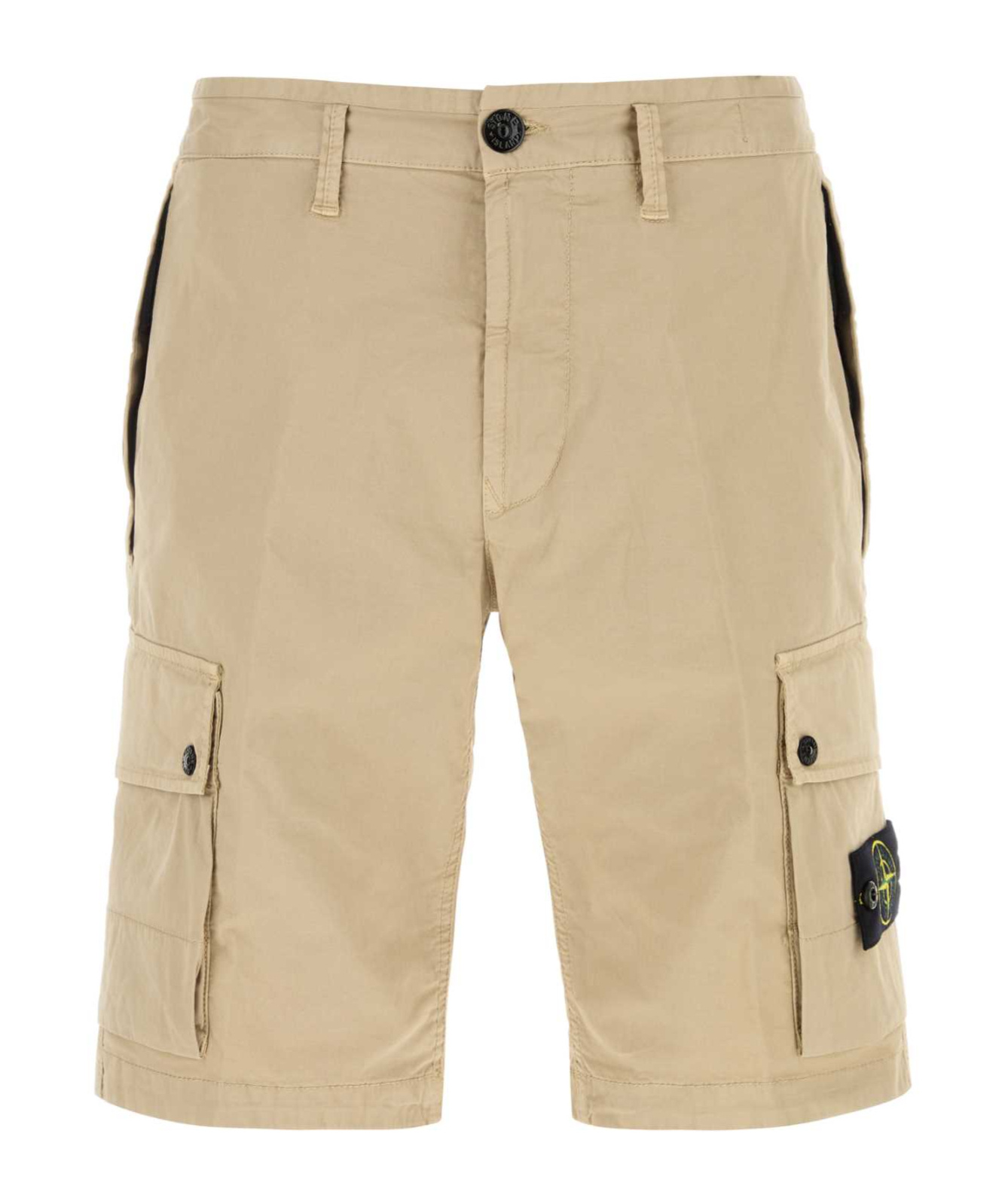 Stone Island Bermuda Cotton Shorts Multiple Pockets In Neutral
