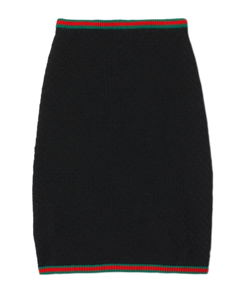 Shop Gucci Web-stripe Crochet-knit Skirt In Black