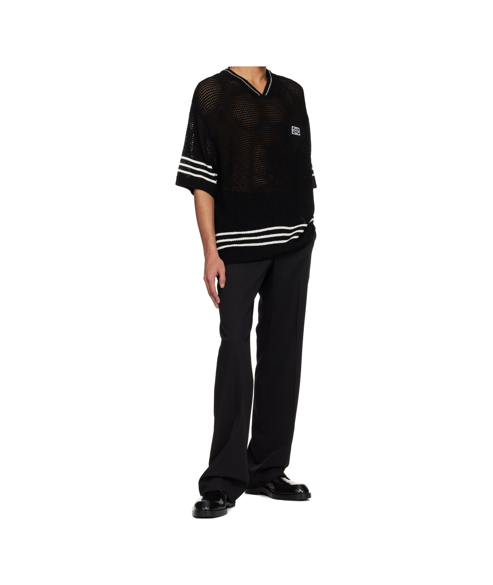 Wooyoungmi Black V-neck T-shirt In Black