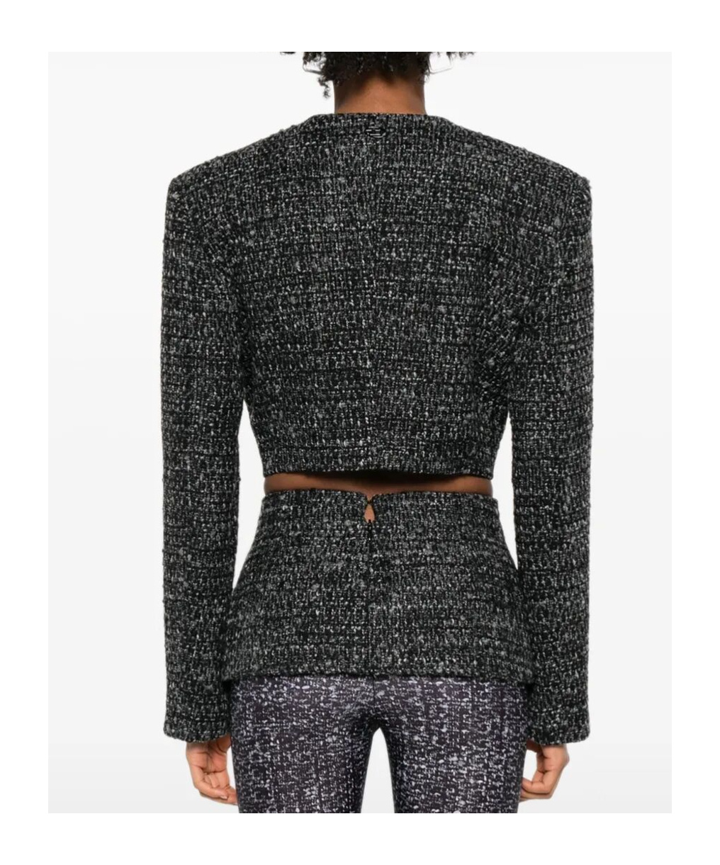Diesel G-crop-g Tweed Cropped Jacket In Black