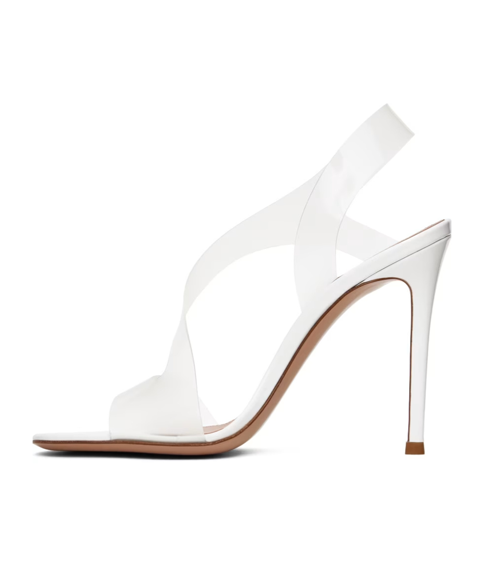 Gianvito Rossi Metropolis Transparent-strap Leather Heeled Sandals In White