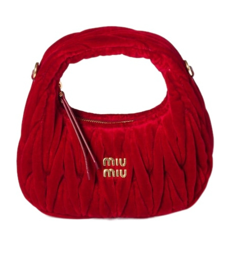 Miu Miu Wander Matelassé Velvet Mini-bag In Red