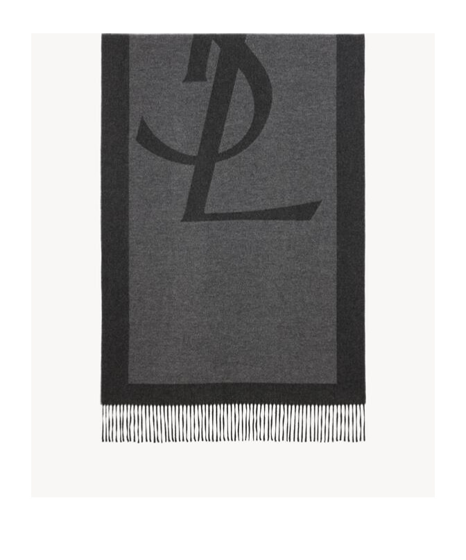 Saint Laurent Cassandre Jacquard Scarf In Black