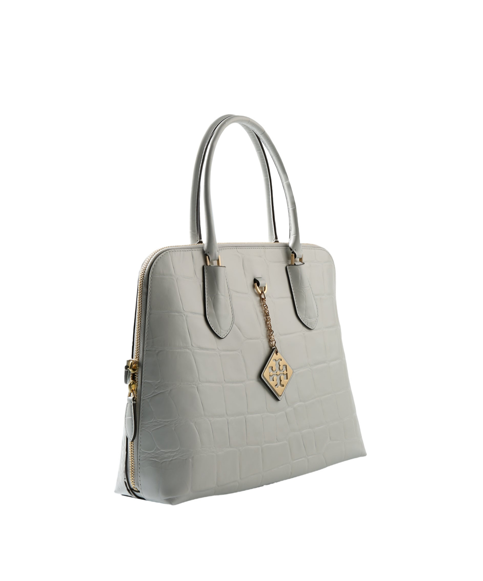 Tory Burch Double Handle Tote Bag In Gray
