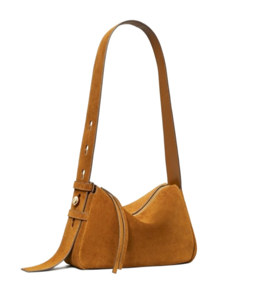 Tory Burch Romy Suede Leather Shoulder Bag In Brown
