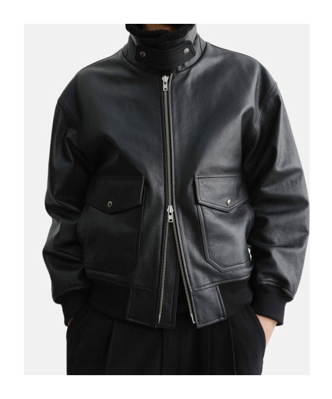 Dunst Shearling Collar Leather Jacket In Black