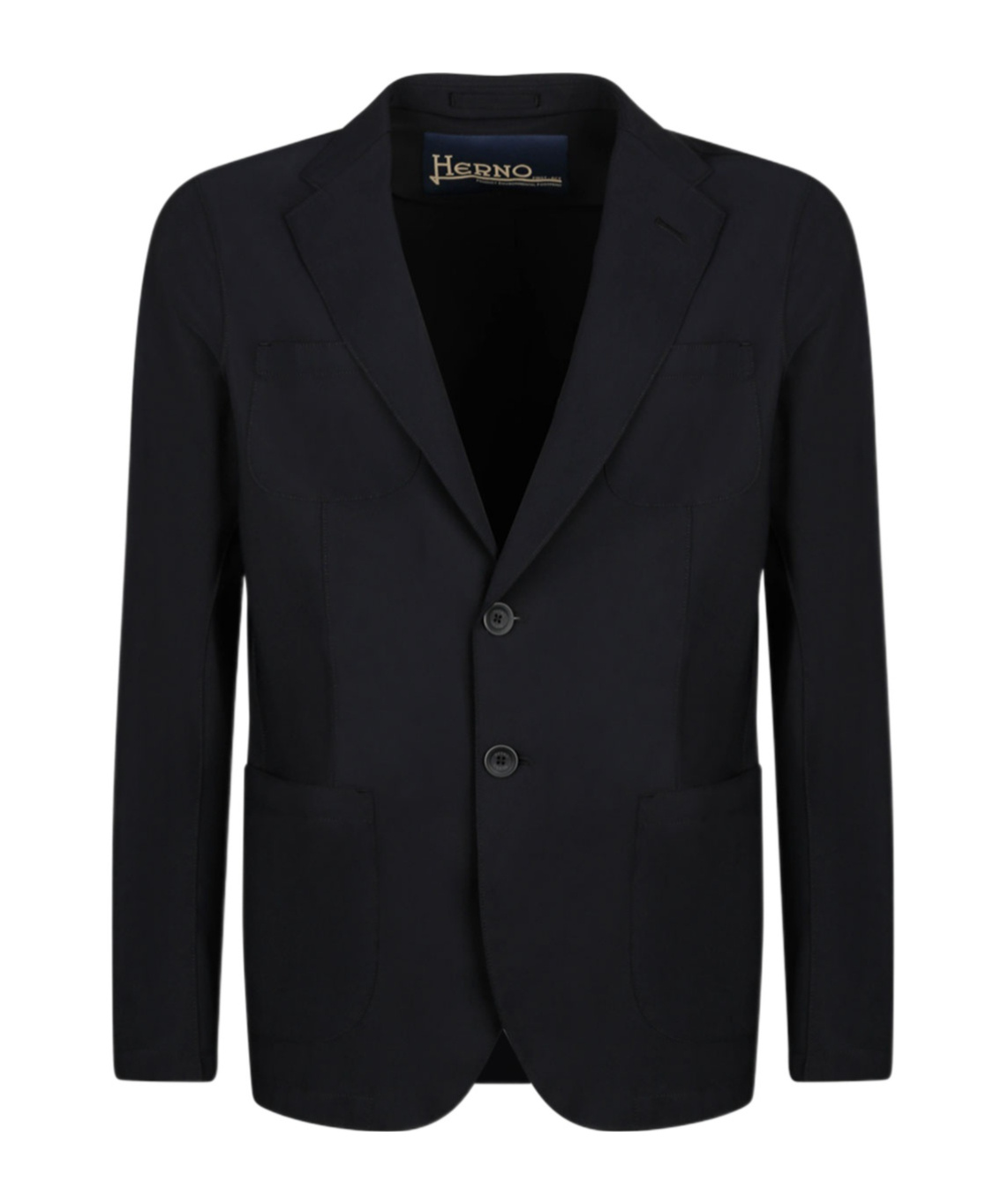 Herno Single-breasted Stretch Blazer In Black