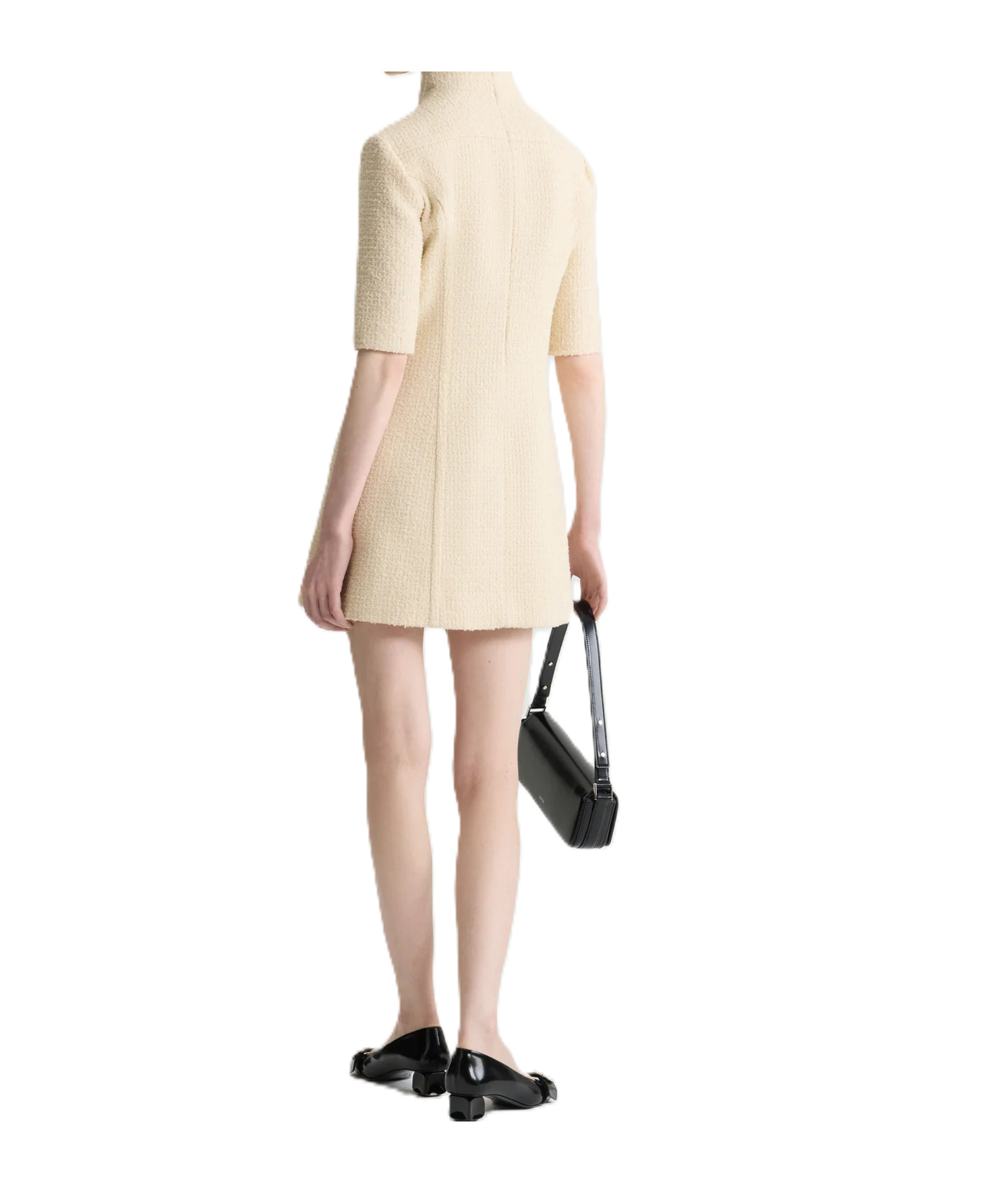 Patou High-neck Tweed Mini Dress In Neutral