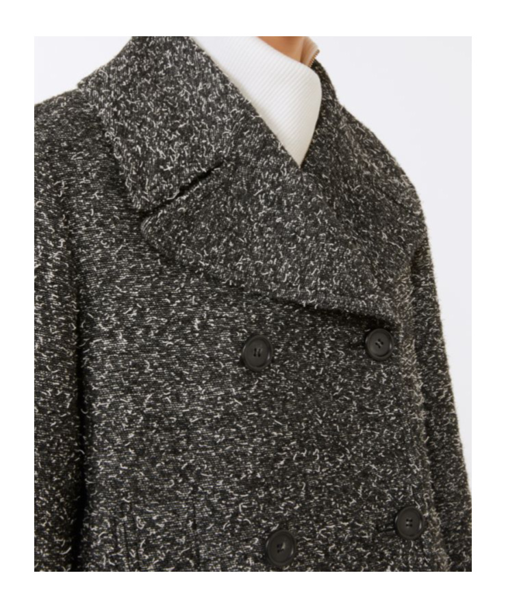 Sportmax Double-breasted Wool Heavy Jacket - Black In Gray