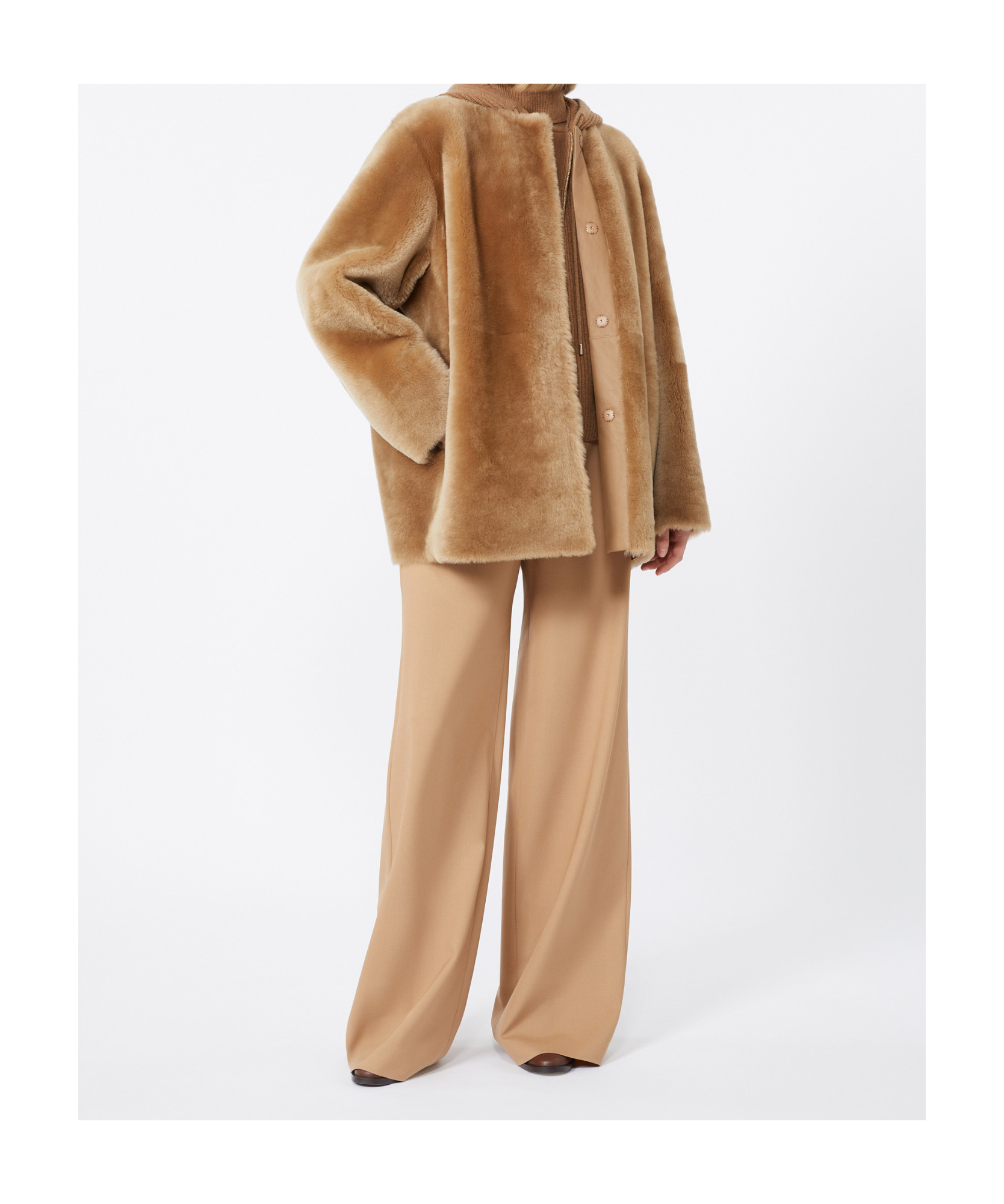 Max Mara Long-sleeved Wool Coat In Brown