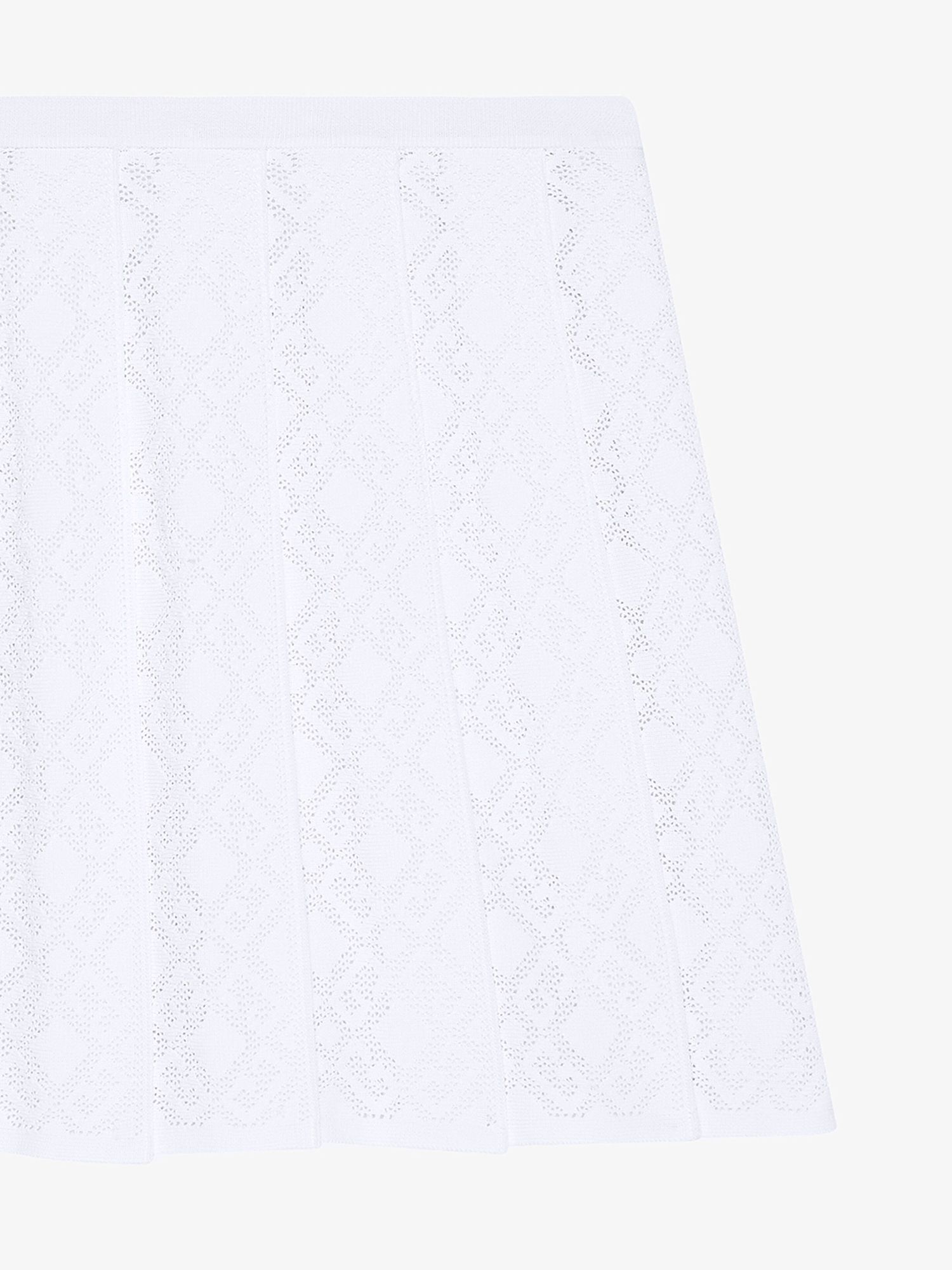Givenchy Pleated Pointelle Knit Skirt With Ribbed Waistband In White