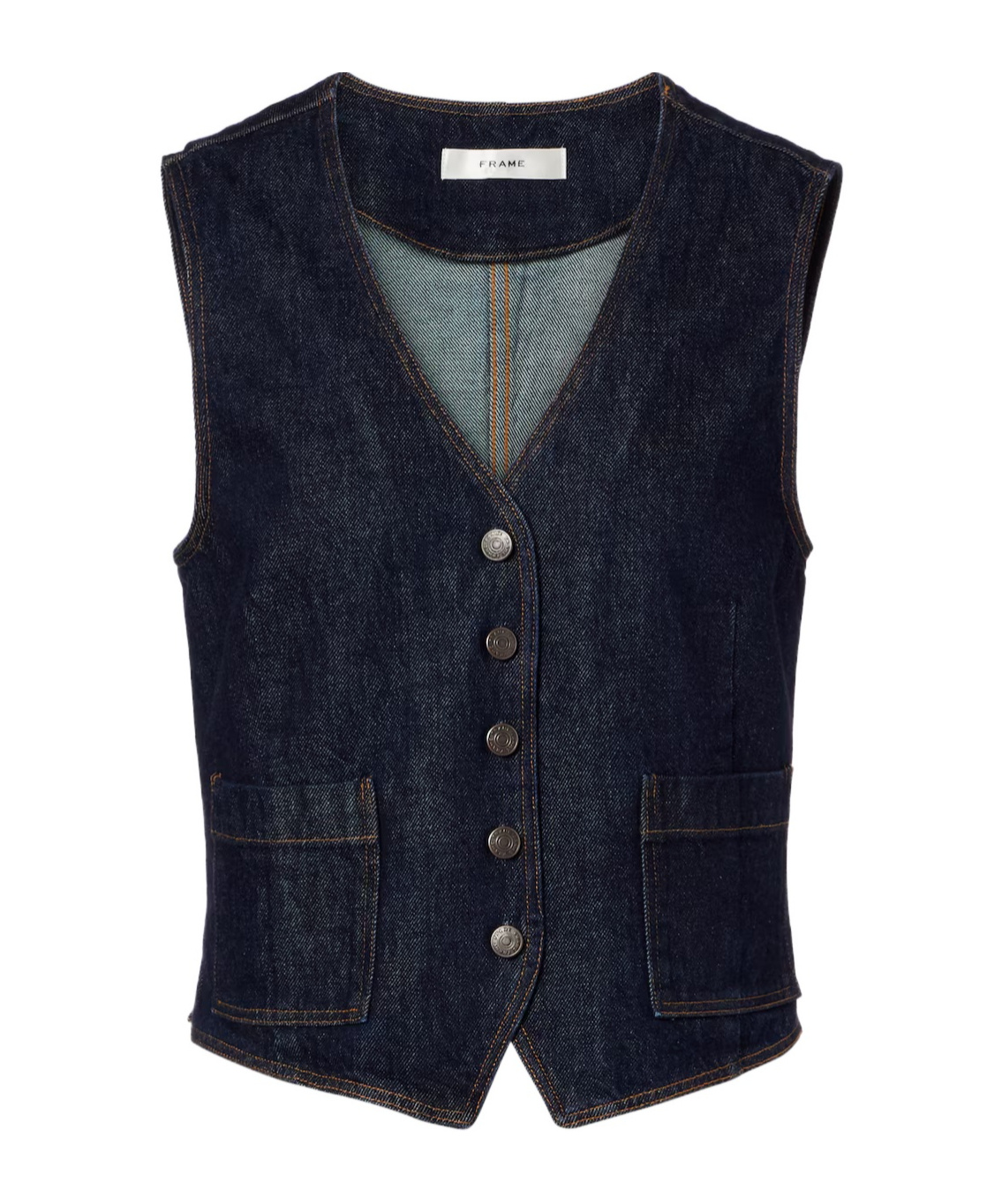 Frame V-neck Denim Vest In Black