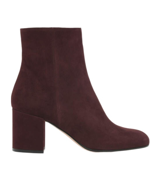 Gianvito Rossi Joelle Suede Block-heel Booties In Red