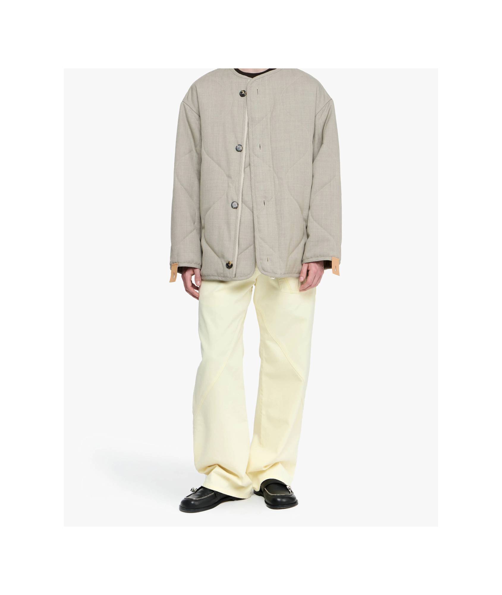 Jw Anderson Mens Clay Melange Quilted Loose-fit Wool Jacket In Neutral