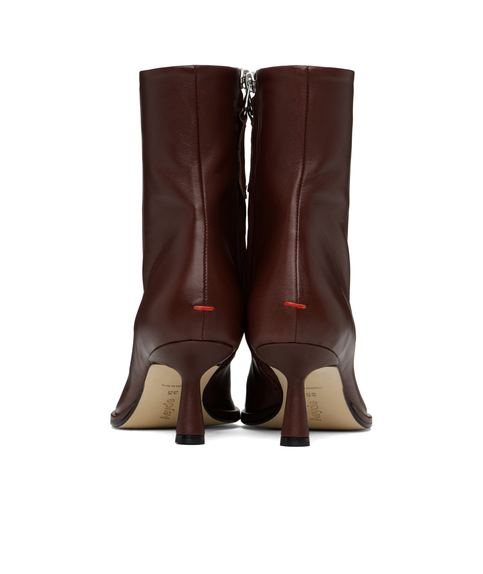Aeyde Zipper Ankle Boots In Red
