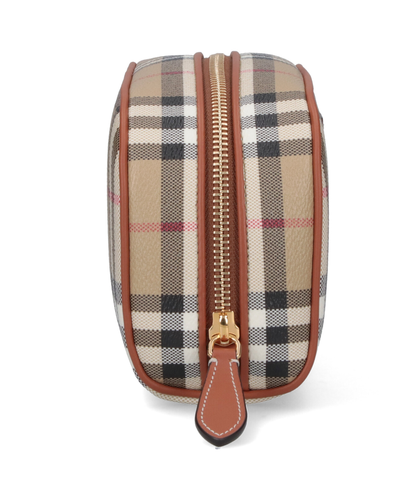 Burberry Small Check Travel Pouch In Brown