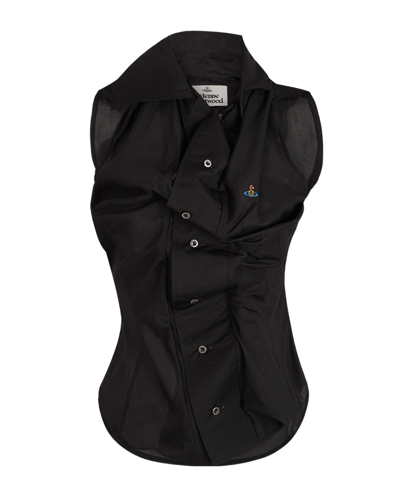 Vivienne Westwood Sleeveless Collared Shirt Button Detailing In Gray