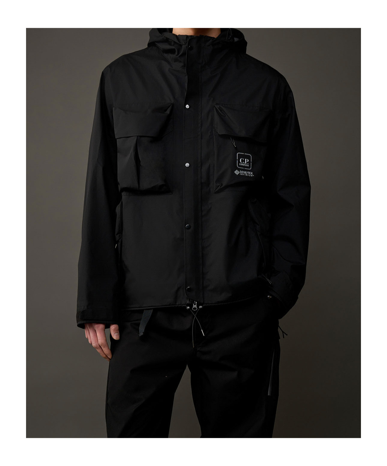 C.p. Company C.p.company Technical Fabric Jacket With Internal Removable Down Jacket In Black