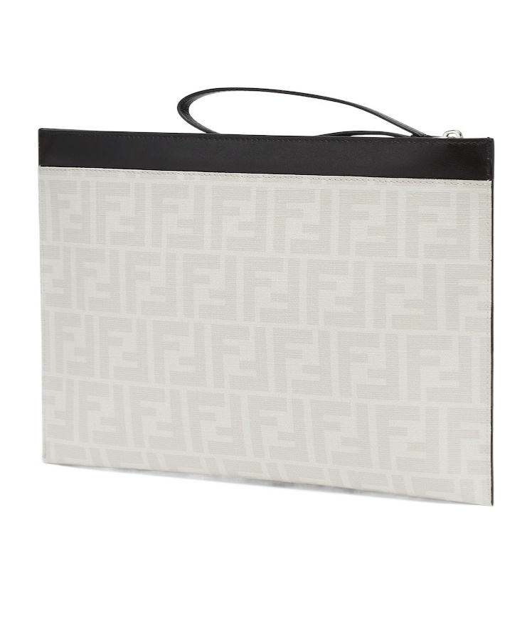 Shop Fendi White Ff Canvas Pouch With Multicolour Print