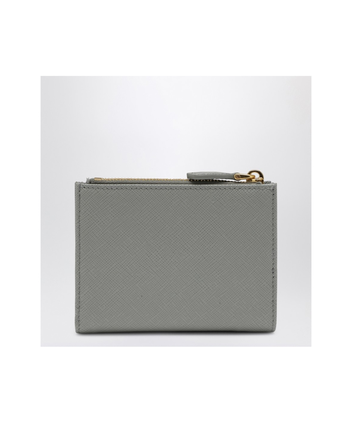 Prada Triangle Logo Saffiano Zipped Cardholder In Gray