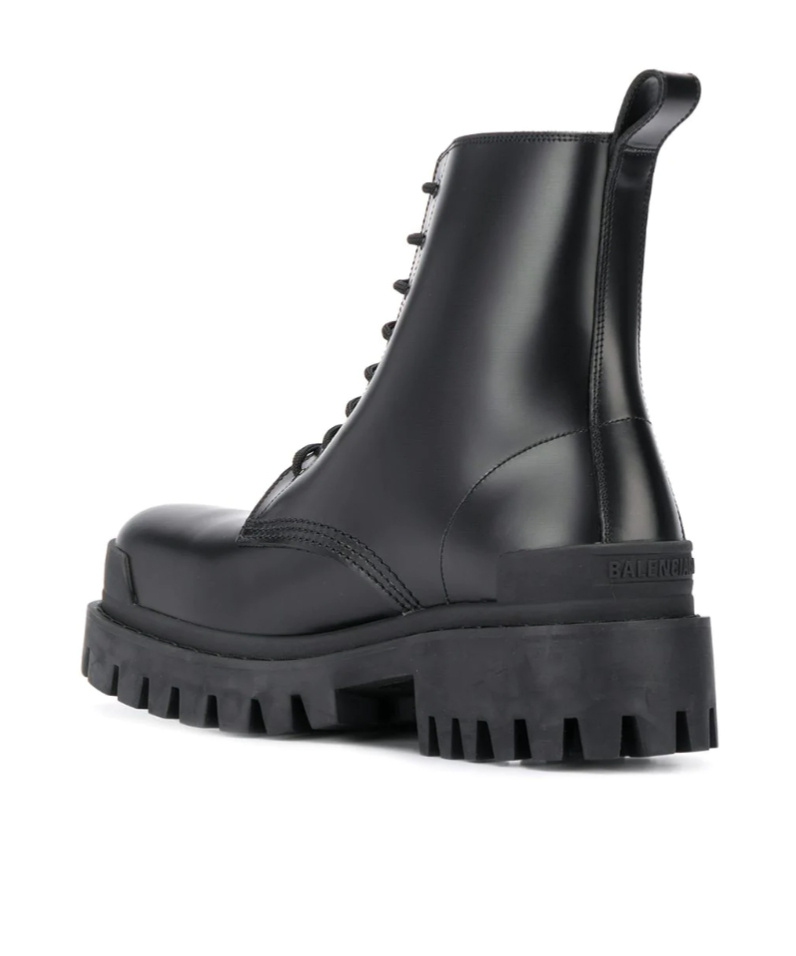 Balenciaga 60mm Strike Leather Combat Boots In Black