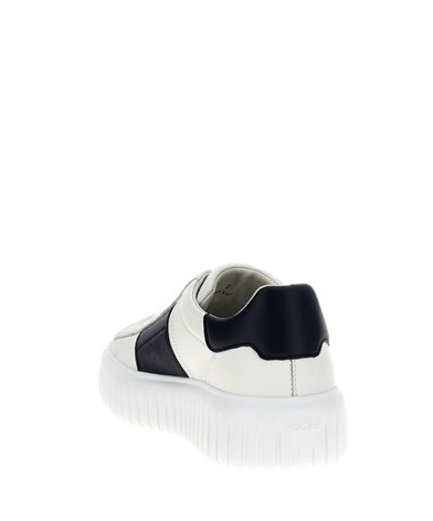 Hogan Panelled Design Calf Leather Sneakers With Chunky Sole In White
