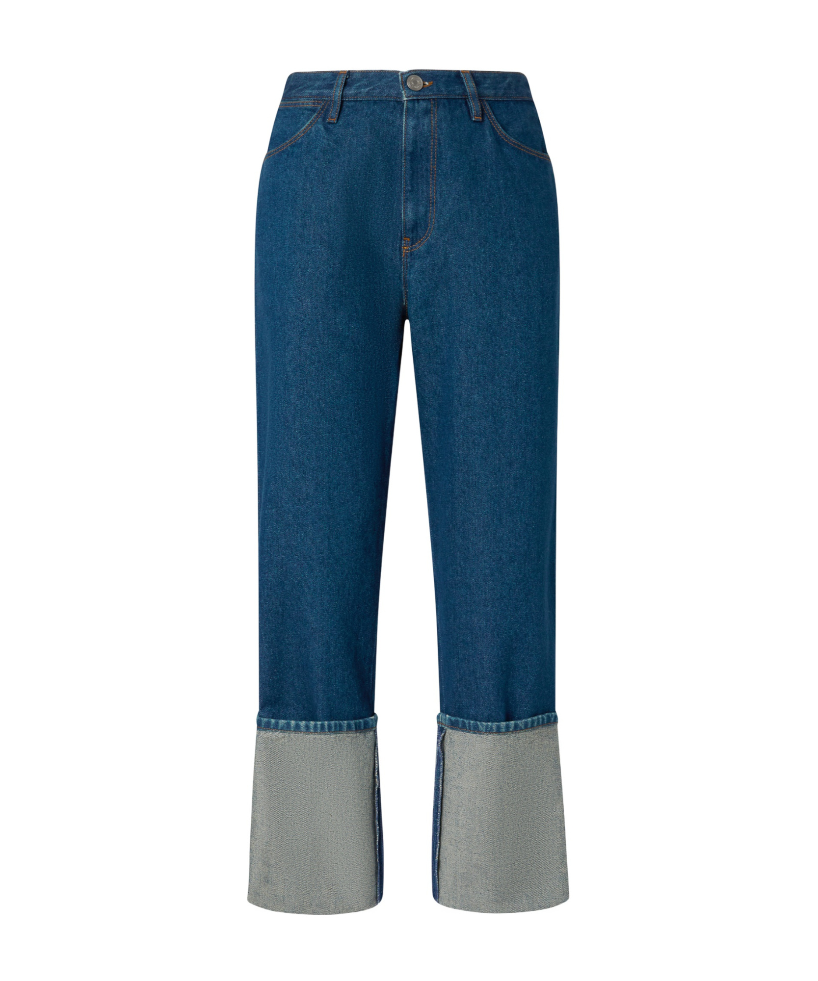Pinko Turn-up Straight Jeans In Rinse Wash