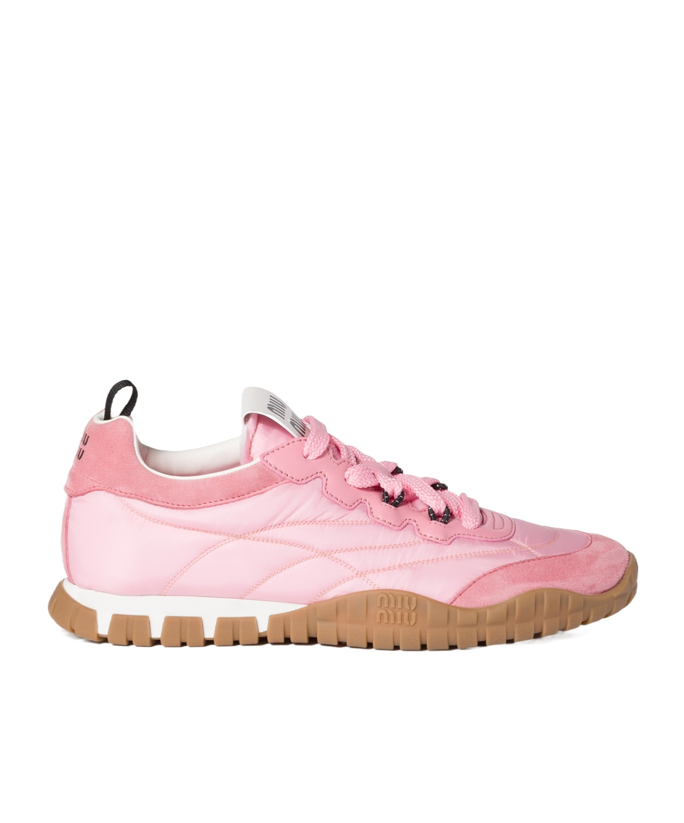 Miu Miu Tyre Technical Fabric And Suede Sneakers In Pink