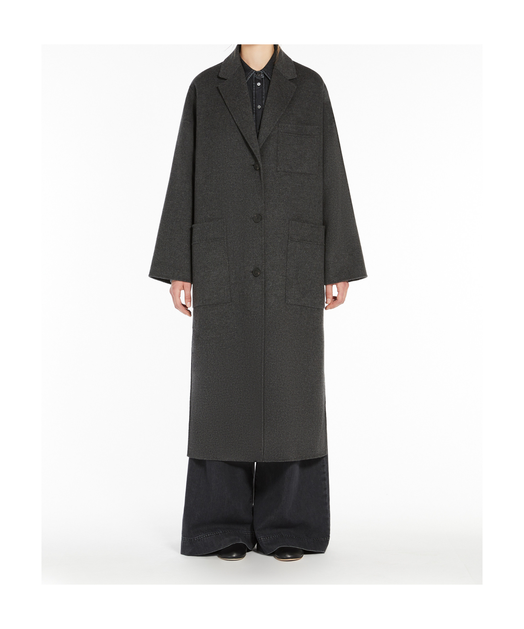 Weekend Max Mara Galosce Button-up Long-sleeved Coat In Black