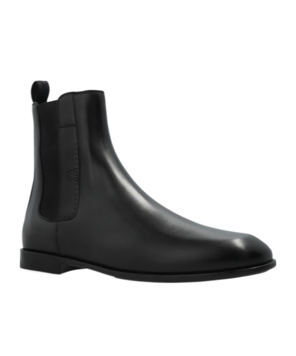 Ferragamo Pointed Toe Ankle Boots With Elastic Side Panels In Black