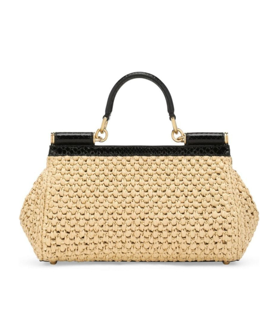 Dolce & Gabbana Elongated Sicily Interwoven Tote Bag In Nude