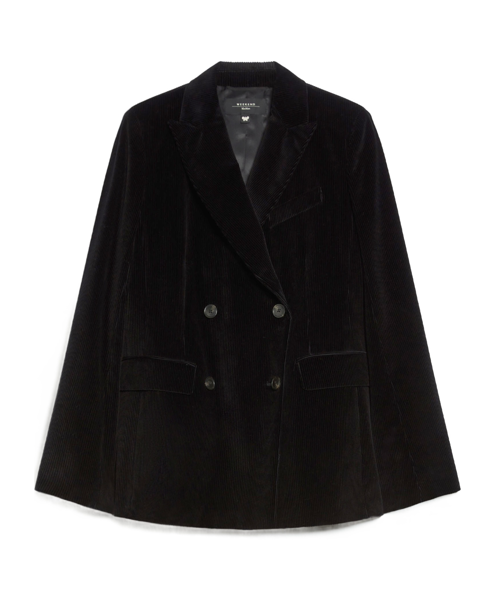 Weekend Max Mara Double-breasted Velvet Blazer In Black