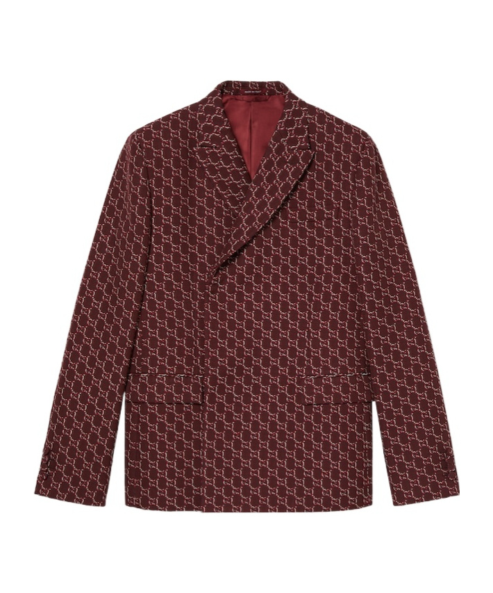 Gucci Gg Light And Shadow Effect Wool Suit Coat In Brown