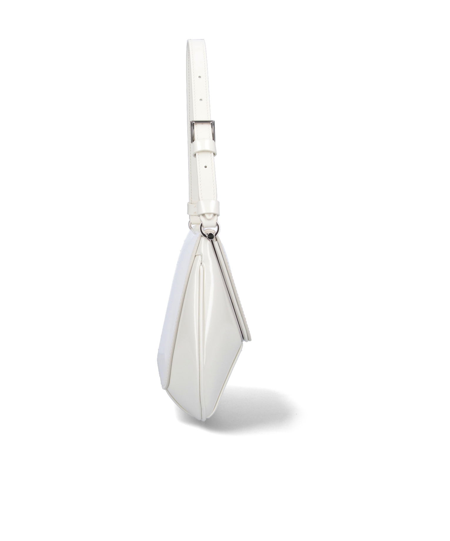 Amina Muaddi Women Black Leather Ami Shoulder Bag In White