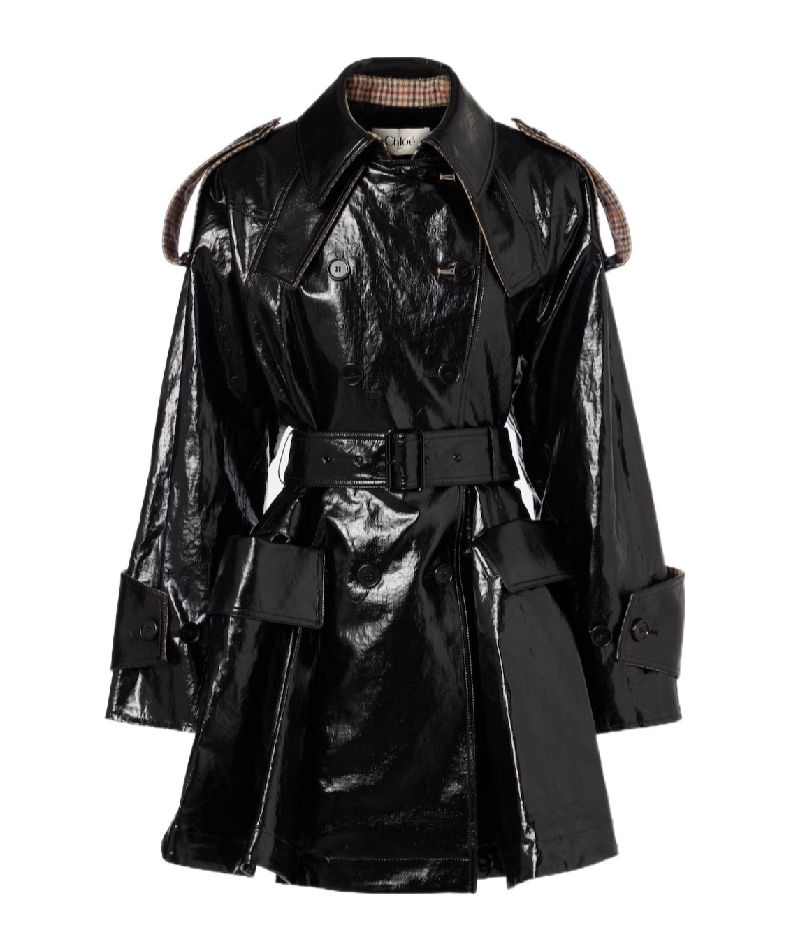 Chloé Belted Double-breasted Linen Coat In Black