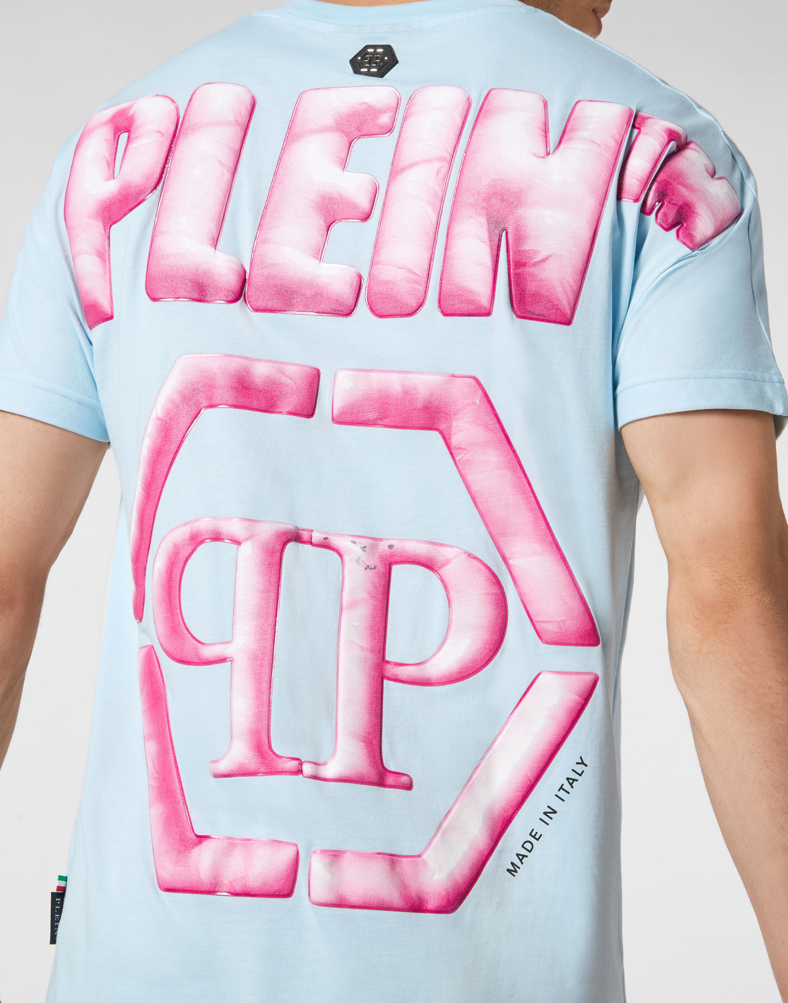 Philipp Plein T-shirt With Round Neck And Short Sleeves In Blue