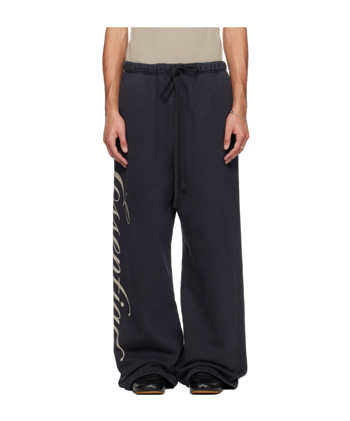 Essentials Drawstring Elastic Waist Sports Pants In Black