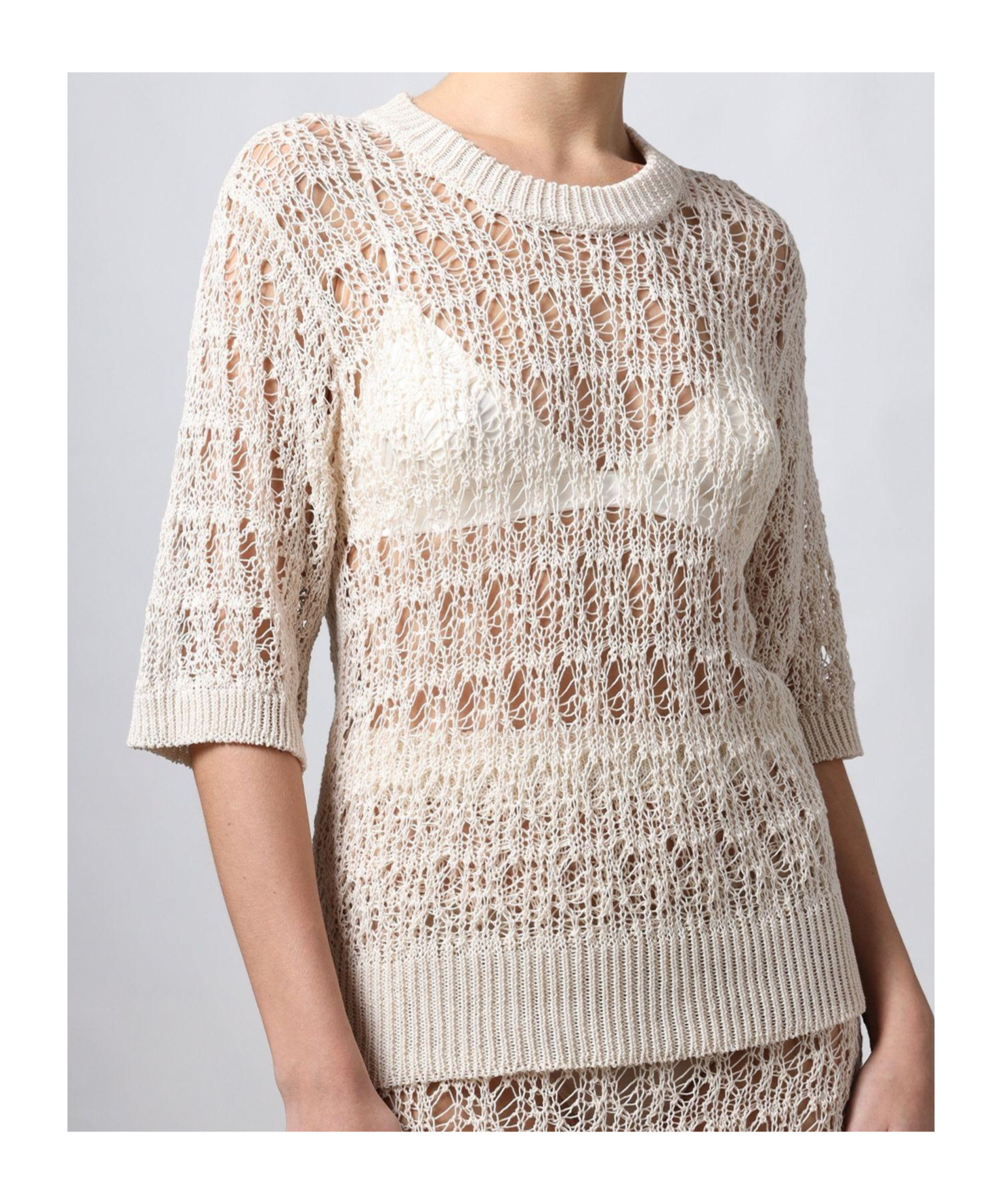 Roberto Collina Lace Effect Sweater In White