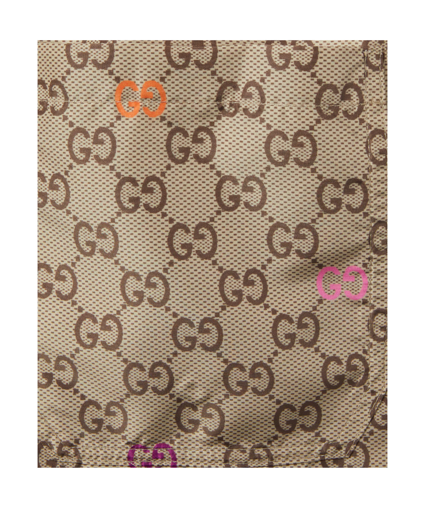 Gucci Men Nylon Swim Trunks With All-over Gg Logo In Neutral