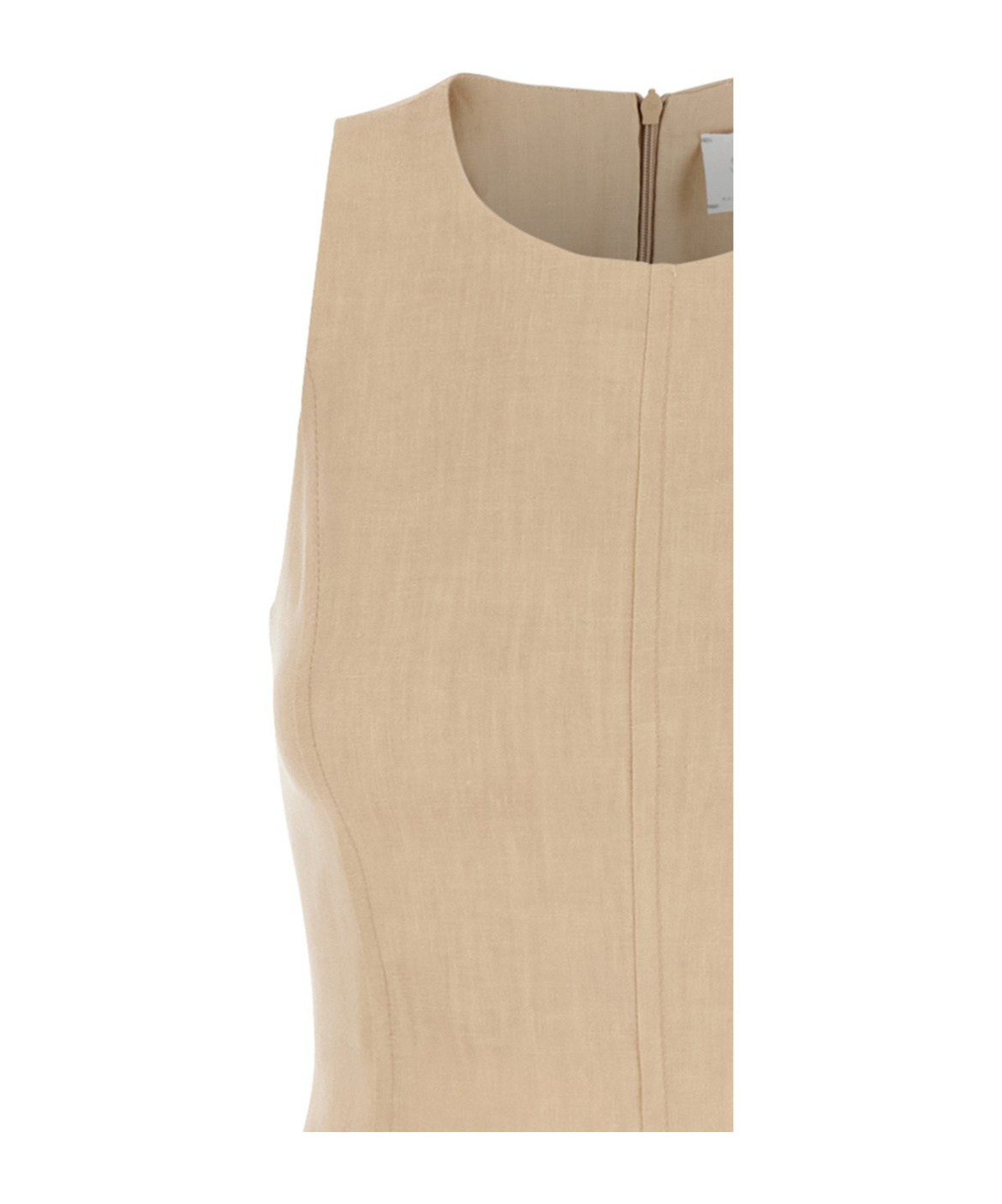 Eleventy Beige Long Sleeveless Dress In Linen Woman In Neutral