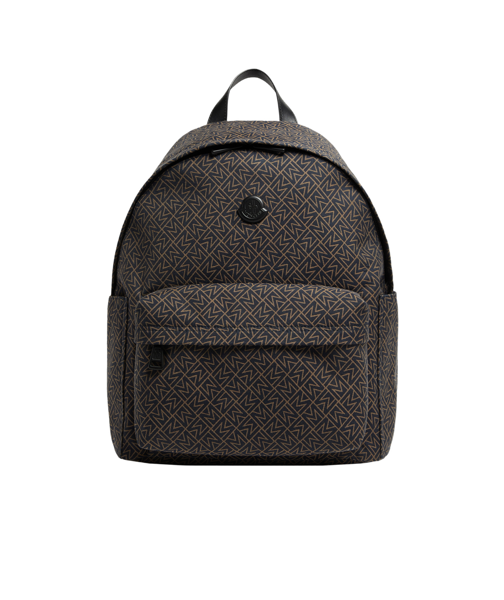 Moncler Two Way Zipped Monogram Printed Backpack In Black