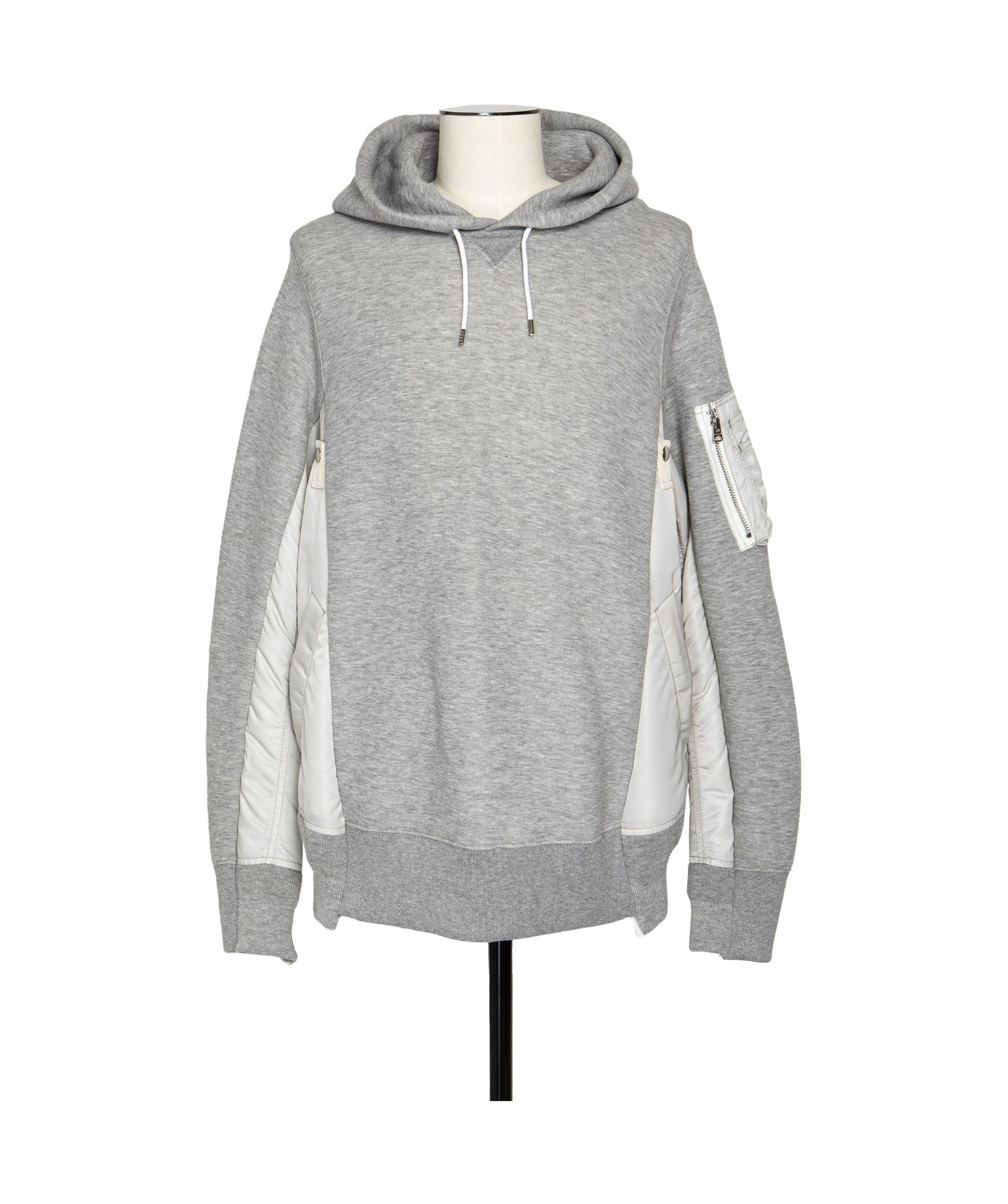 Sacai Panelled Hoodie In Gray