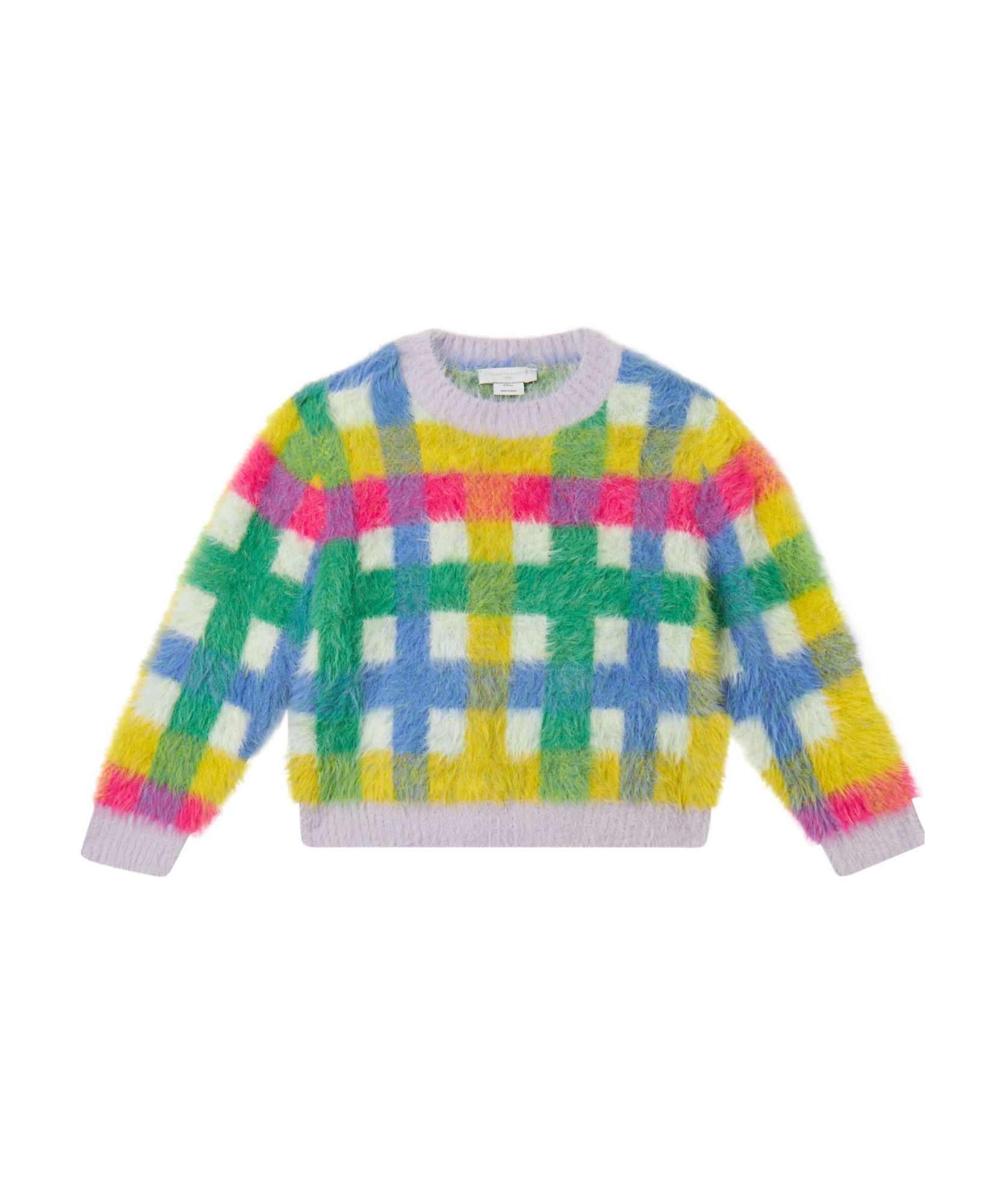 Shop Stella Mccartney Kids Checked Crewneck Jumper In Green