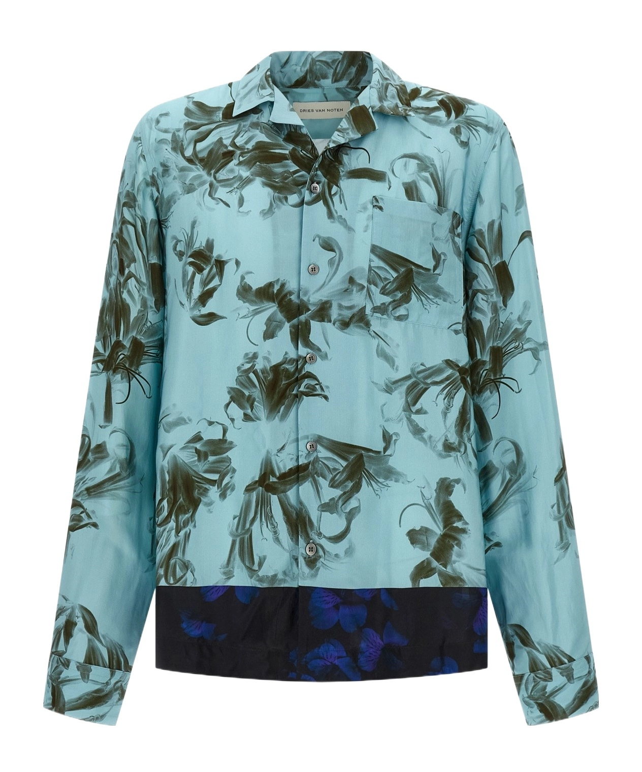 Dries Van Noten Floral Pattern Long Sleeves Shirt With Chest Pocket In Multi