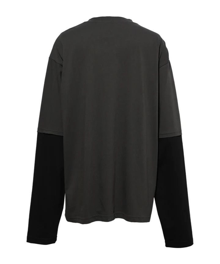 We11 Done Gray Pearl Logo Long-sleeved T-shirt In Gray