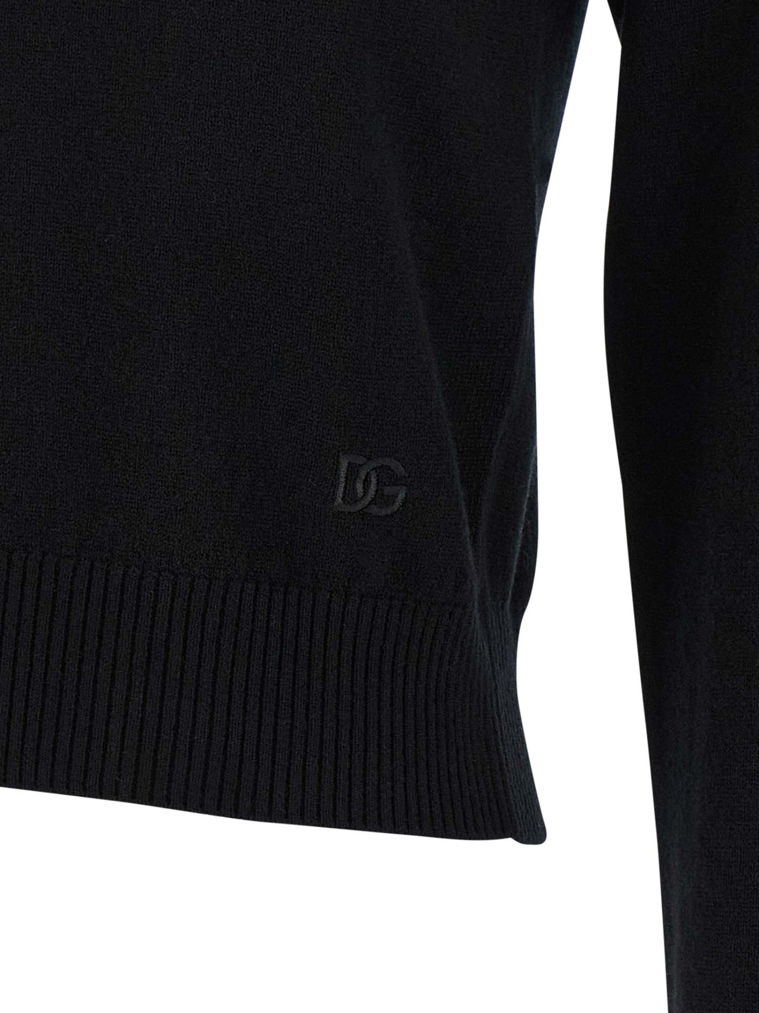 Dolce & Gabbana Polo-style Cashmere Sweater With V-neck In Black