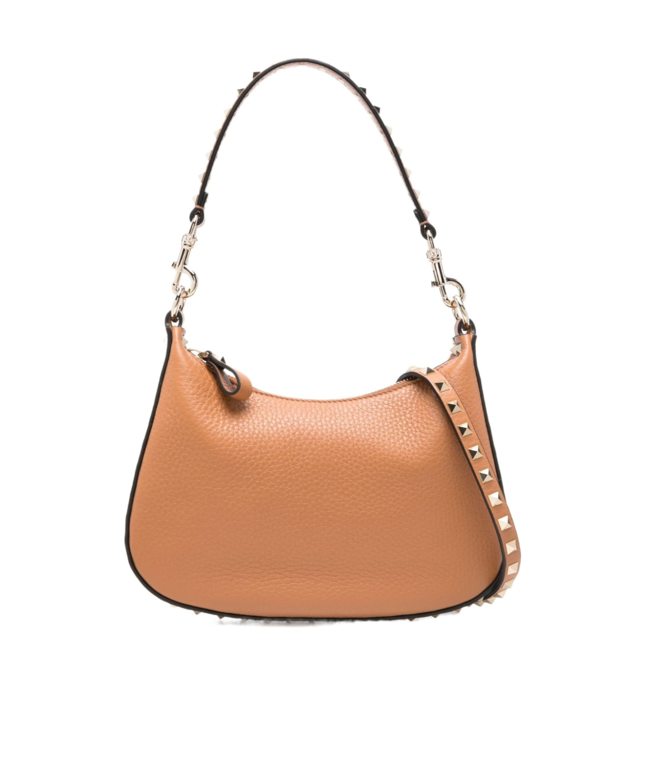 Valentino Brown Rockstud Small Shoulder Bag In Pink