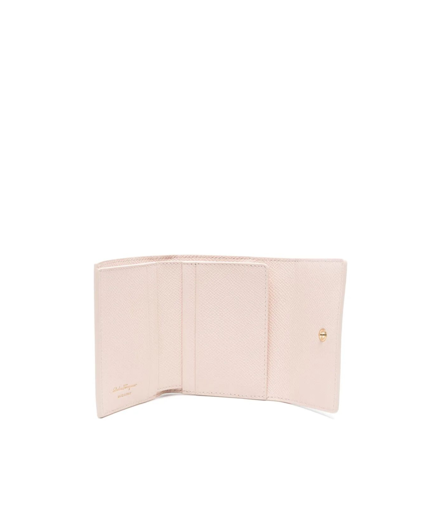 Ferragamo Trifold Wallet Gancini Leather Gold-tone