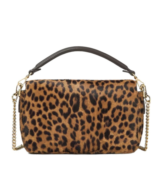 Fendi Baguette Mini Printed Cavallino Calfskin Bag In Brown